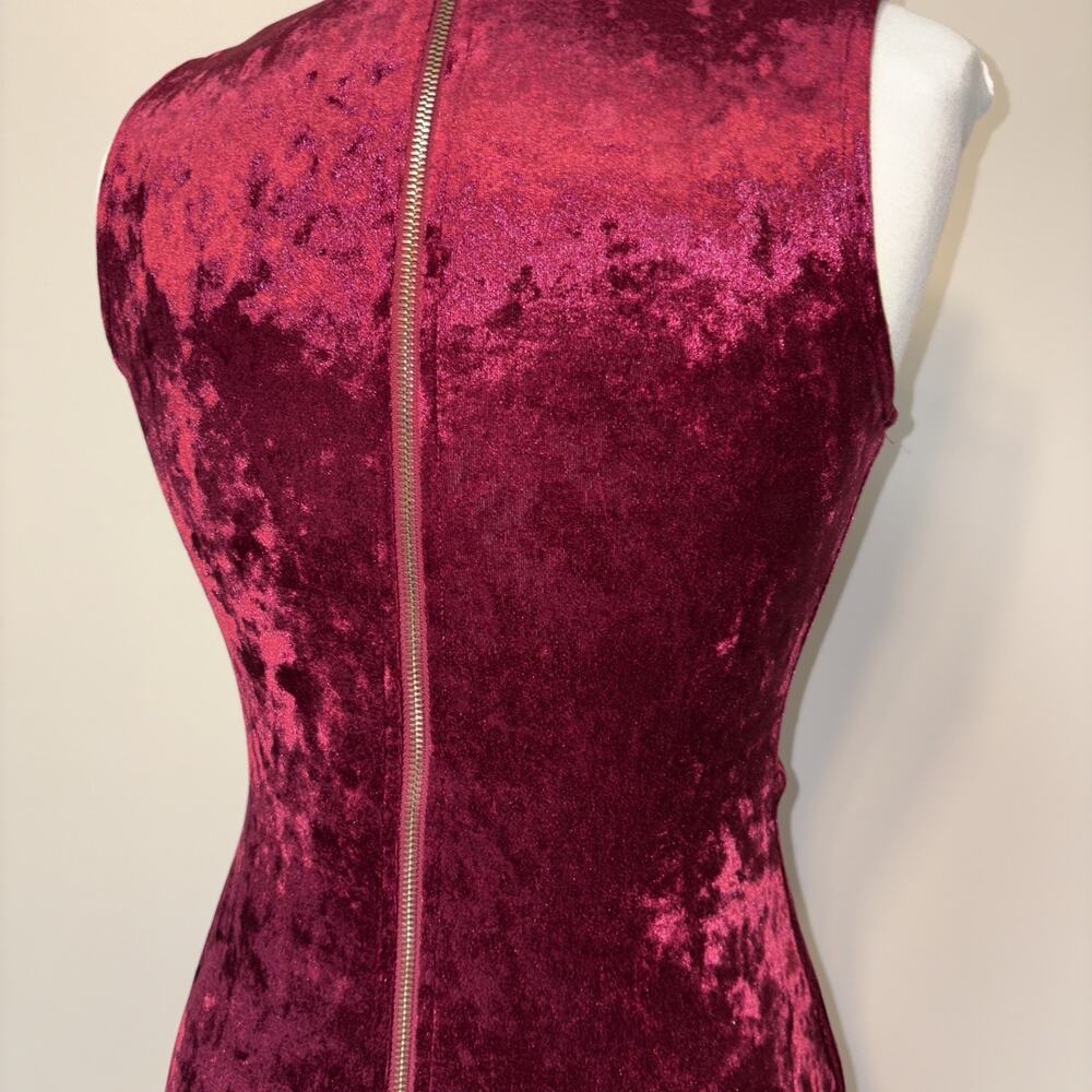 Charlotte Russe Y2K Faux Wrap Choker Neck Gold Zip Burgundy Red Vampire Goth - Picture 11 of 16